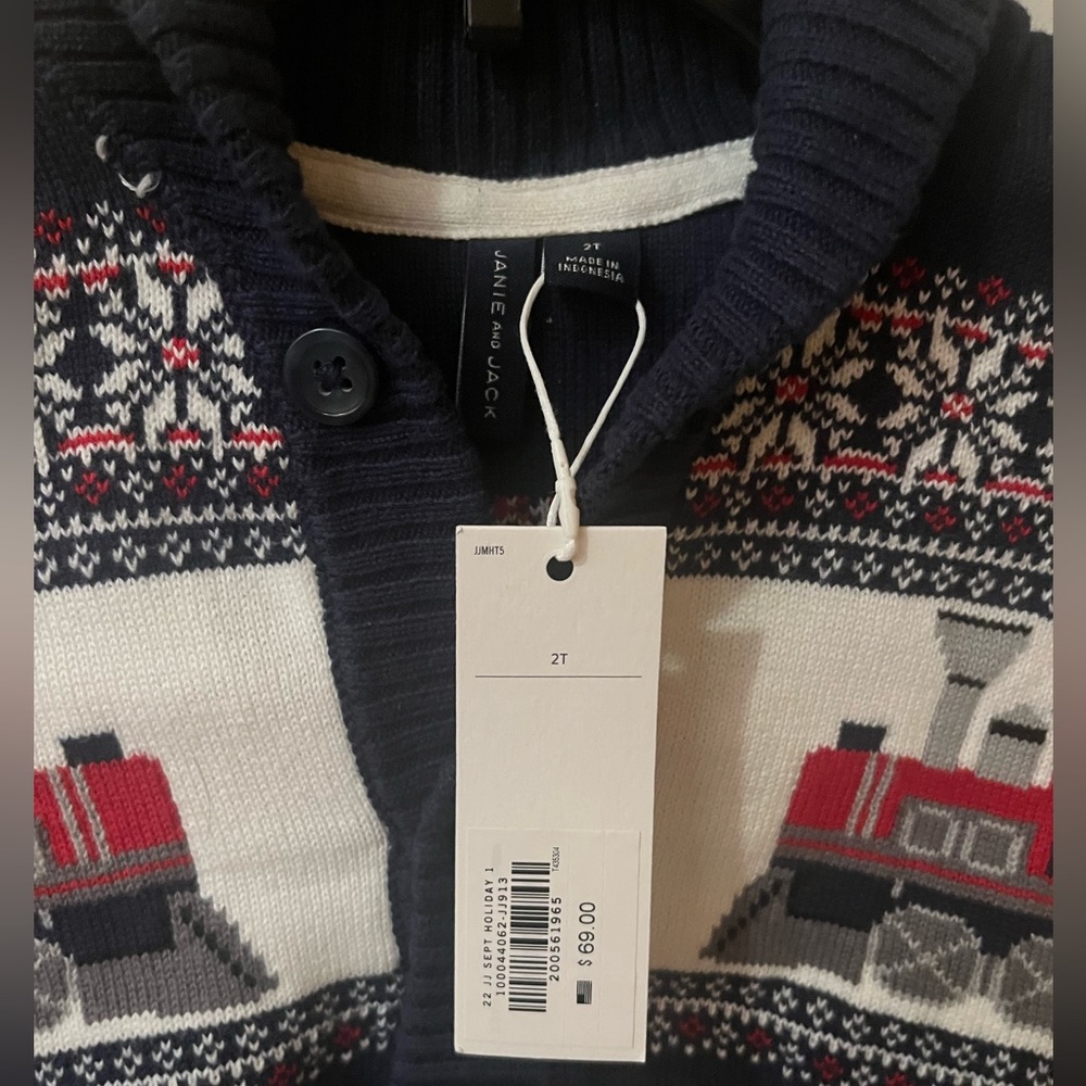 - NWT🚂 Janie and Jack Fair Isle Train Cardigan